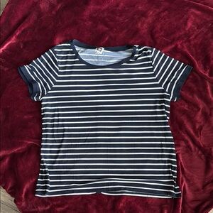 Anne Klein Navy and White Striped Top